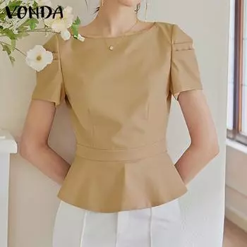 VONDA повседневные летние женские повседневные топы с пышными рукавами