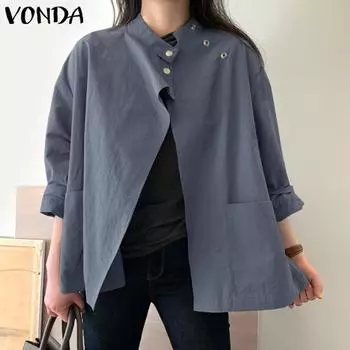 VONDA весенние женские однотонные пальто на пуговицах S
