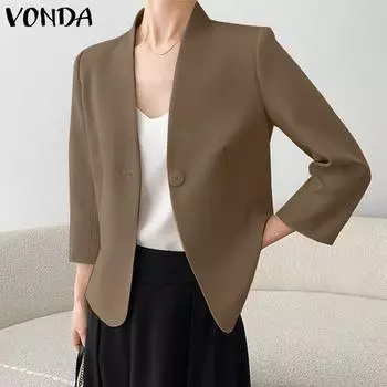 VONDA весна-лето женский однотонный пиджак с длинным рукавом