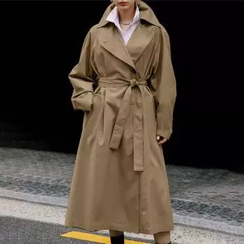 VONDA Женские модные тренчи с длинным рукавом и лацканами, однотонные, с поясом S чёрный