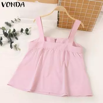 VONDA Women Summer Off Shoulder Sleeveless Tanks M розовый
