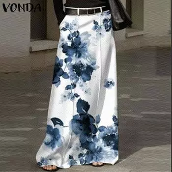 VONDA Женская прямая юбка больших размеров с цветочным принтом XL зелёный