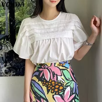 VONDA Женская блузка с короткими рукавами и пышными рукавами