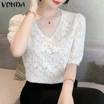 VONDA Женская блузка с V-образным вырезом и вырезами