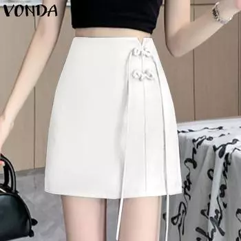 VONDA Женская летняя повседневная однотонная юбка свободного кроя S белый