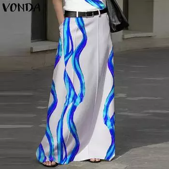 VONDA Женская мода эластичная талия принтованные пэчворк юбки S темно-розовый