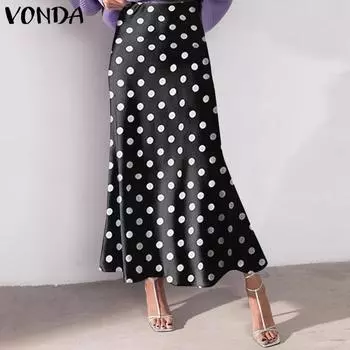 VONDA Женская модная свободная юбка в горошек с эластичной талией S чёрный