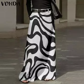VONDA Женская юбка больших размеров с принтом, свободная, прямая S белый