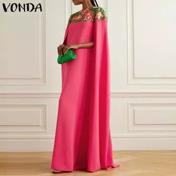 VONDA Женские элегантные платья с накидкой и цветочным принтом L ярко-розовый