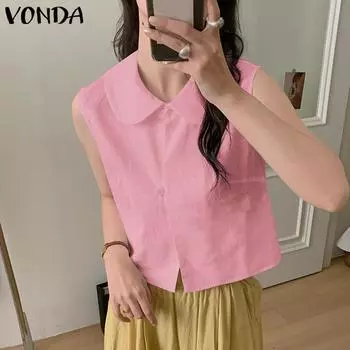 VONDA Женские летние блузки без рукавов с круглым вырезом XL зелёный