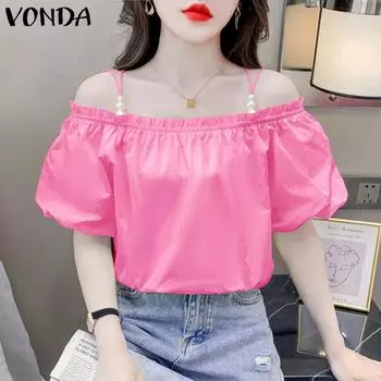 VONDA Женские летние блузки с открытыми плечами и короткими рукавами 2XL жёлтый
