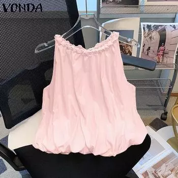 VONDA Женские летние кружевные майки с открытыми плечами 3XL бежевый