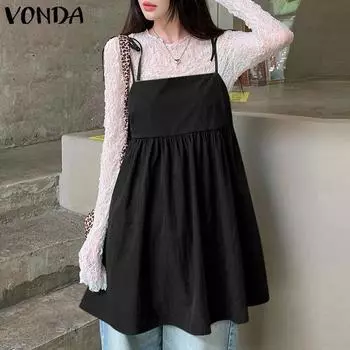 VONDA Женские летние однотонные топы без рукавов XL чёрный