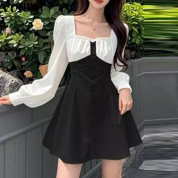 VONDA Женские летние платья-фонарики с коротким рукавом и талией S хаки