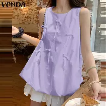 VONDA Женские летние повседневные майки без рукавов с круглым вырезом