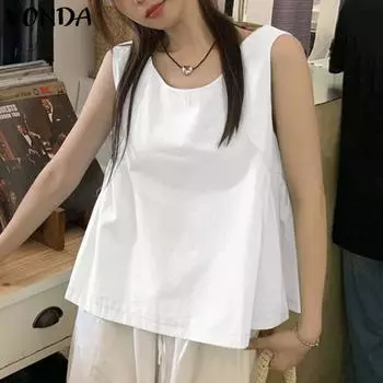 VONDA Женские летние повседневные майки с круглым вырезом и открытой спиной