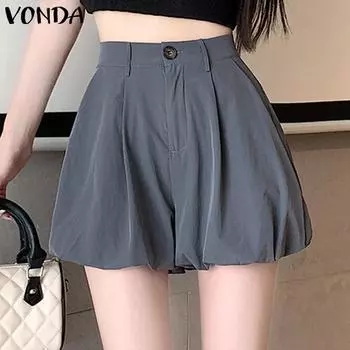 VONDA Женские летние повседневные однотонные широкие шорты