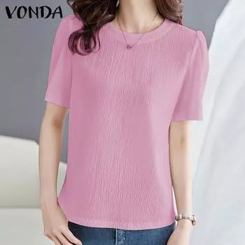 VONDA женские летние повседневные свободные футболки с короткими рукавами