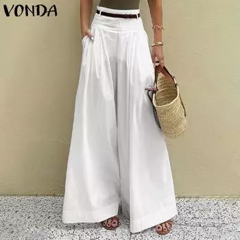 VONDA Женские модные однотонные плиссированные брюки с эластичной талией S чёрный