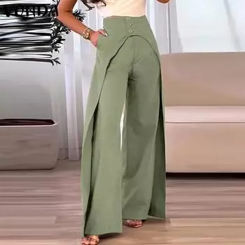 VONDA Женские модные однотонные широкие брюки с плетением XL чёрный