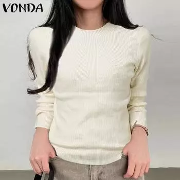 VONDA Женские осенние однотонные свитера с длинным рукавом и высоким воротом S зелёный