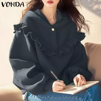 VONDA Женские осенние толстовки с длинным рукавом и капюшоном S темно-серого