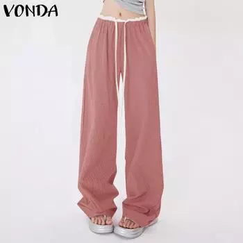 VONDA Женские повседневные брюки с эластичной резинкой на талии в контрастную клетку S зелёный