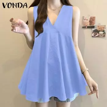 VONDA Женские повседневные летние майки без рукавов с V-образным вырезом M жёлтый