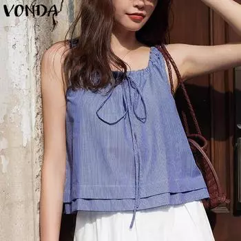 VONDA женские повседневные однотонные свободные майки без рукавов с квадратным вырезом и рюшами