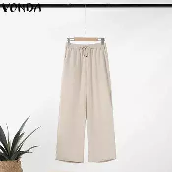 VONDA Женские повседневные однотонные свободные прямые брюки S белый