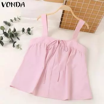 VONDA Женские повседневные топы без бретелек с открытыми плечами и рукавами