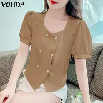 VONDA женский летний пиджак с квадратным воротником и короткими рукавами