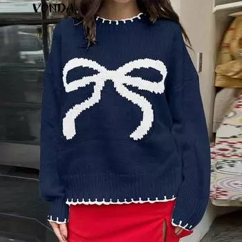 VONDA Женский осенний свитер с длинным рукавом и принтом в виде полуводолазки M розовый