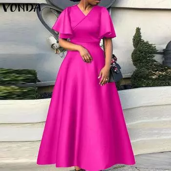 VONDA женское элегантное вечернее платье с коротким рукавом и длинным рукавом