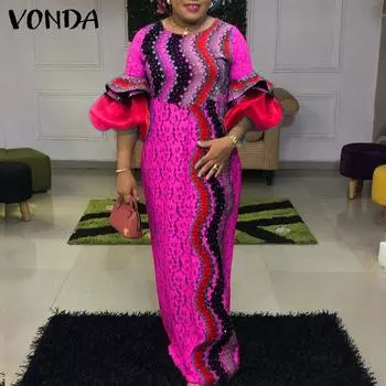 Женское платье больших размеров с круглым вырезом и длинным рукавом с принтом, свободное длинное платье 4XL зелёный