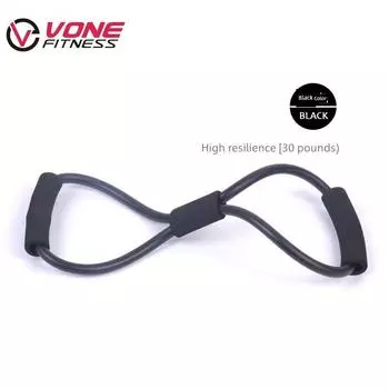 Vone 8 слов Эспандер для груди Латексный эспандер для груди Эспандер для груди Йога Тяговый трос Фитнес-оборудование Эластичный шнур Тренажер для рук 8-word puller [Black 30 lb]]