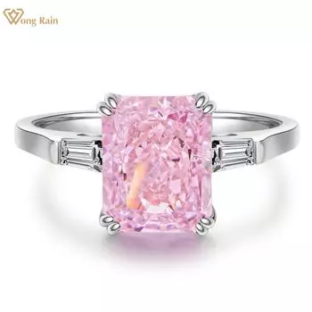 Вонг Дождь Романтический Симпатичный 925 стерлингового серебра Дробленый лед Cut 4 CT AAAAA Цирконы Драгоценный камень Обручальное обручальное кольцо Тонкие ювелирные изделия