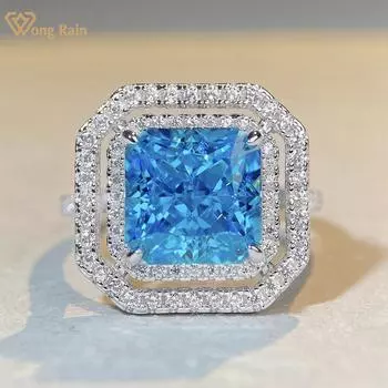Вонг Рейн 925 Стерлинговое Серебро Дробленый Лед Резка AAAAA Цирконы Драгоценный Камень Свадьба Помолвка Изысканные Ювелирные Изделия Пара Кольцо Женщины Кольцо Подарки