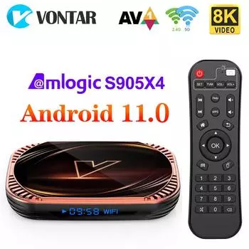 VONTAR X4 Android 11.0 TV Box Amlogic S905X4 4 ГБ 128 ГБ 1000M Dual Wifi 4K 60 кадров в секунду AV1 Google Player 32 ГБ 64 ГБ 4G32G чёрный/золотой