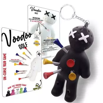Voodoo Golf Ball Tee Holder Novelty Keychain Accessories for Bags Gift Fits 3 2 1 Tees Men s 1/4 3/4 1/2 (Black) чёрный