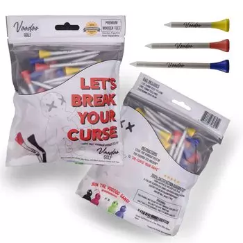 Voodoo Golf Set of Bamboo Golf and Wooden Gift Set 50-Piece Tees, 54mm, 70mm, 83mm, Tees,