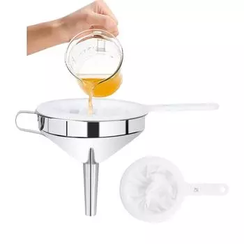 Воронка из нержавеющей стали 304 с ситечком для наполнения бутылок, кухонная воронка для пищевых продуктов с нейлоновым фильтром, ситечко для фильтра сока и масла