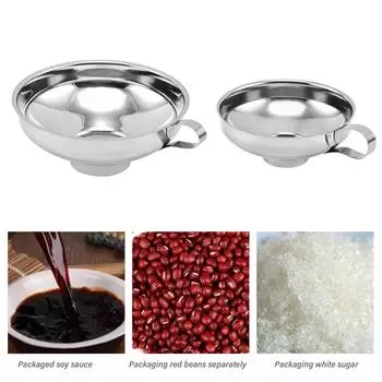 Воронка из нержавеющей стали с широким горлом и ручкой, пищевая металлическая воронка для джемов, консервные воронки, фильтры для банок, кухонный гаджет S