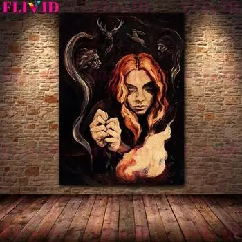 Вороны, принцесса, колдовство и магия, художественные плакаты и принты, ведьма, ретро, настенная живопись маслом 21cm30cm NoFrame