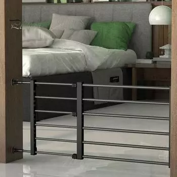 Ворота для собак с дверью Конструкция без перфорации Расширяемая ширина Короткие ворота для домашних животных Лестницы Дверные проемы Металлическая дверная перекладина Внутренние ворота для маленьких собак Щенок S белый