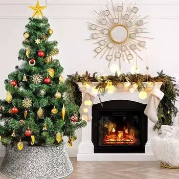 Воротник для рождественской елки с блестками, круглая лента-застежка, многоразовые домашние праздничные украшения, кольцо для рождественской елки, базовая крышка, товары для вечеринок S золотистый