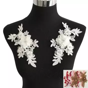 Воротник из полиэстерового кружева с 3D-аппликацией из страз для самостоятельного украшения одежды