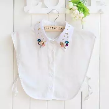 Воротник из полиэстеровой пряжи, имитация воротника, женская рубашка, цветной стразовый воротник, имитация воротника, свитер, декоративный воротник