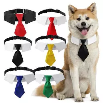 Воротник с лацканами и D-образным кольцом, регулируемая пряжка, полиэстер, собака, косплей, галстук, орнамент, товары для домашних животных L чёрный