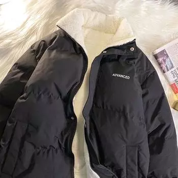 Воротник-стойка хлебная одежда женская зимняя утолщенная модная брендовая свободная короткая куртка текстура без шапки хлопковая подбитая одежда S recommends 80-50 kg белый